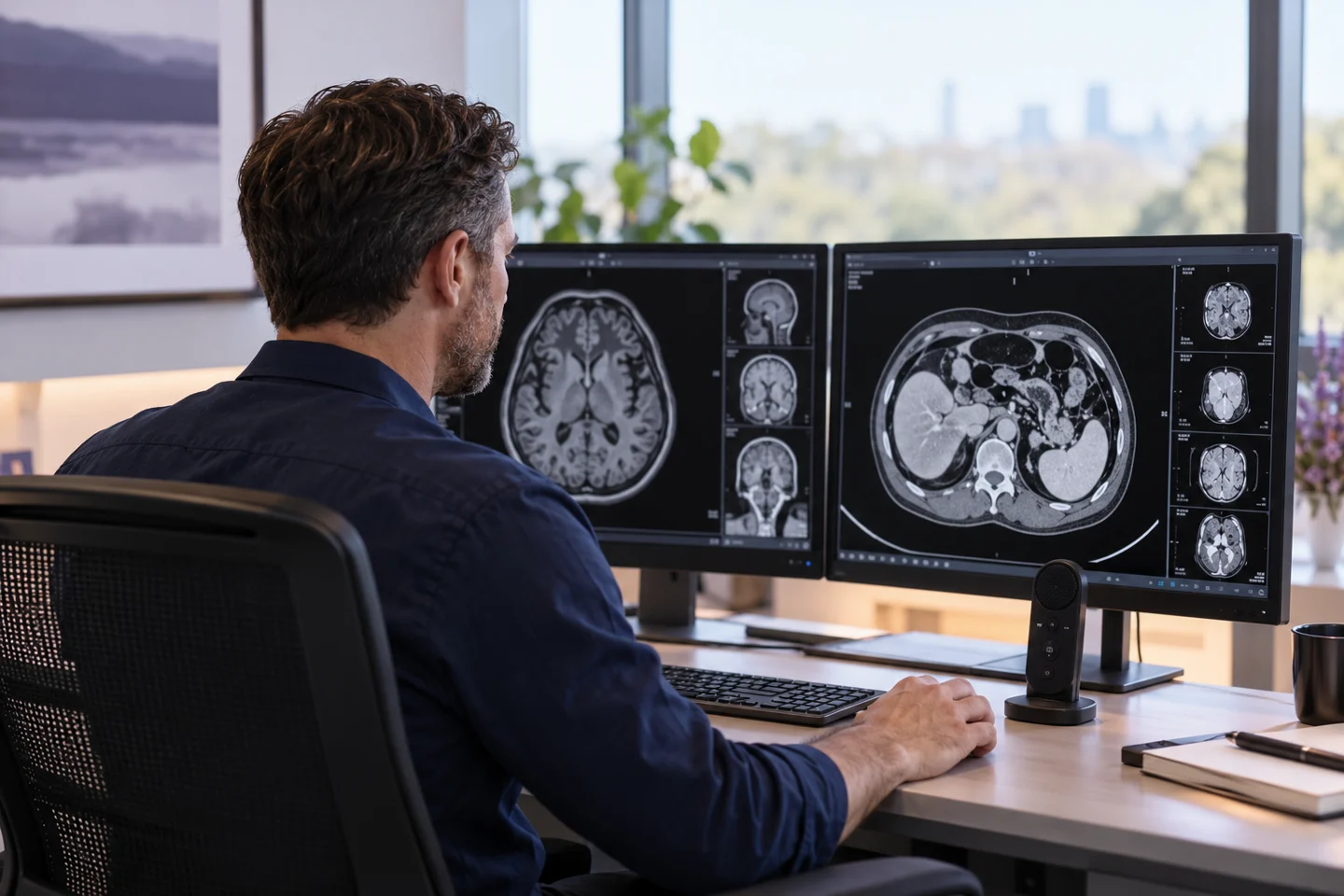 Illustrative radiology reporting workstation